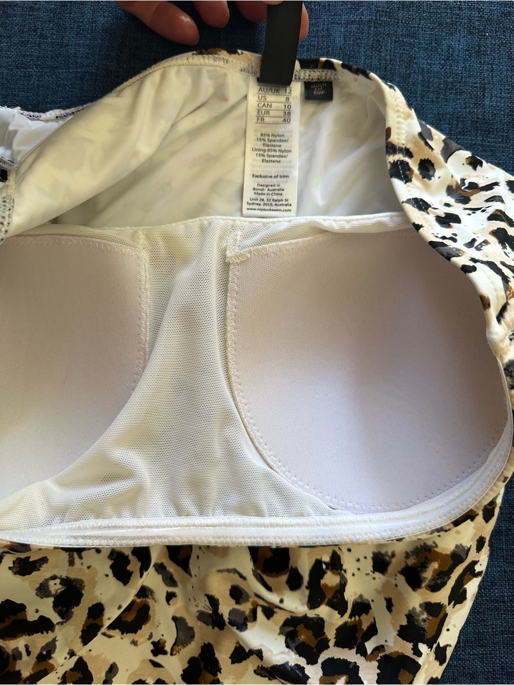 Nip Tuck Snow Leopard One-Shoulder Flattering Swimsuit M 8 - Picture 3 of 6